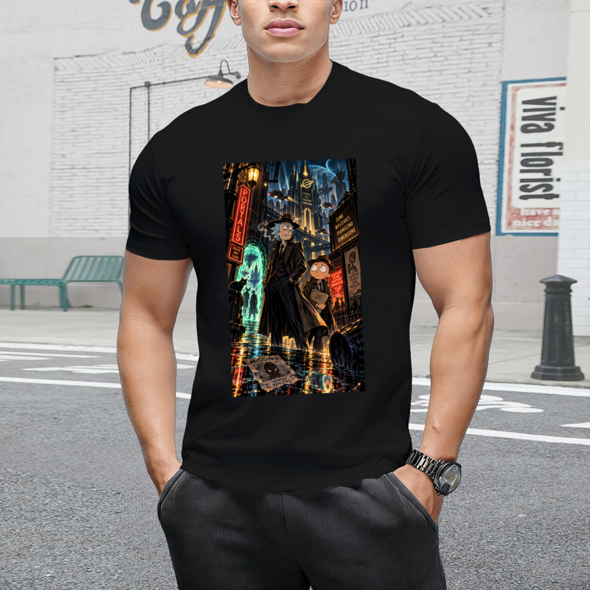 Neon City Travelers Men's T-Shirt for Night Markets