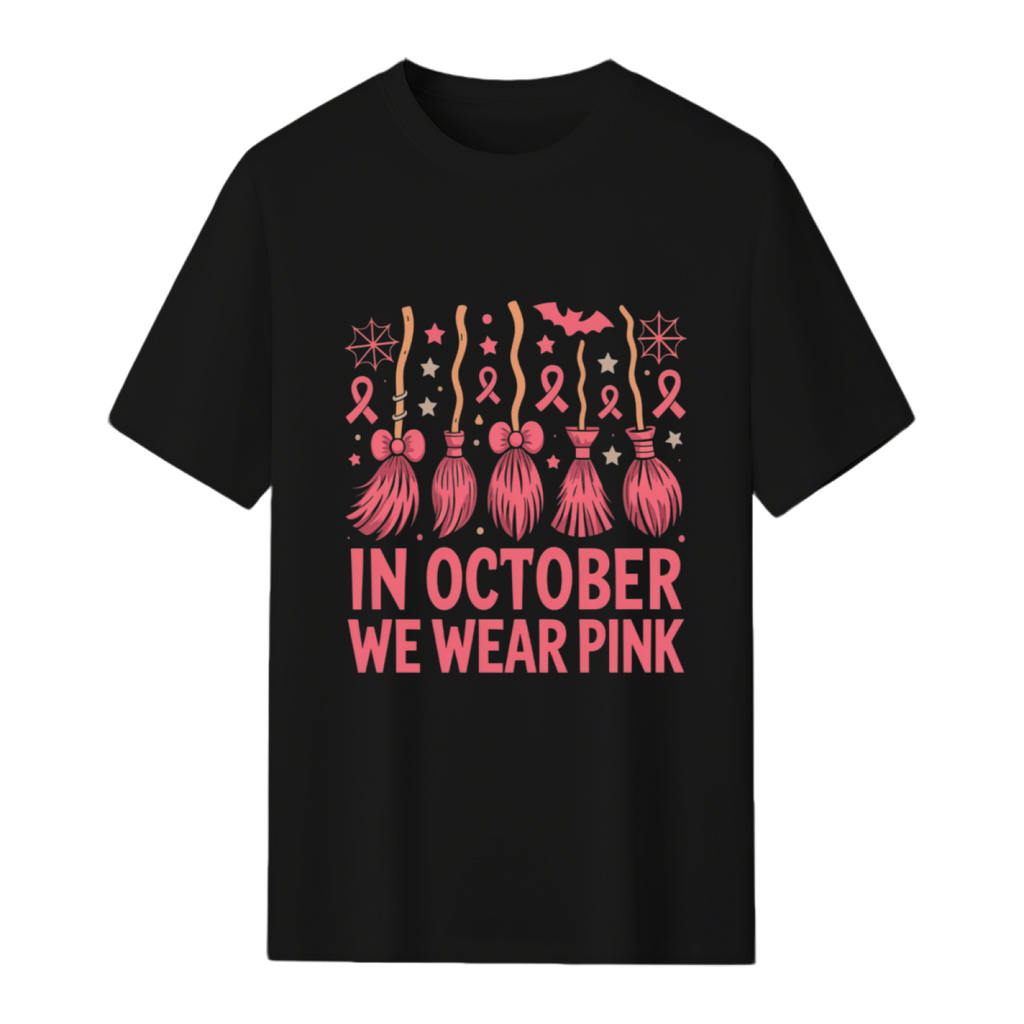 In October We Wear Pink - Witch Awareness Graphic T-Shirt