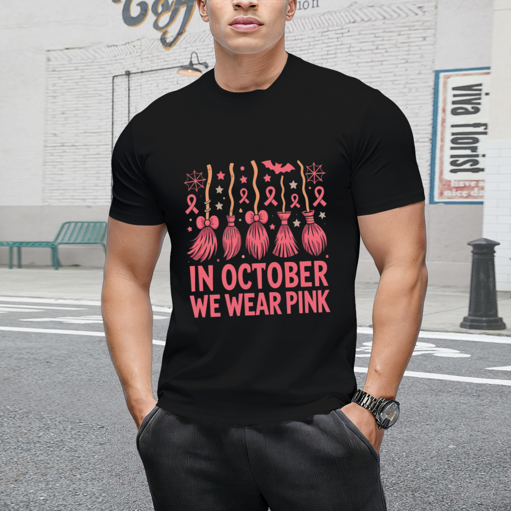 In October We Wear Pink - Witch Awareness Graphic T-Shirt