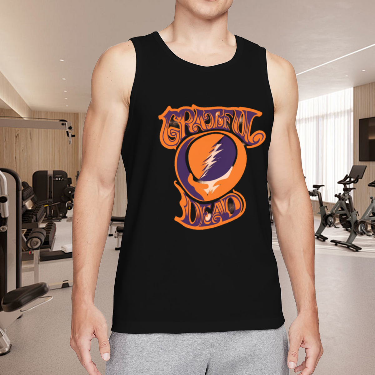 Grateful Dead Orange Purple Steal Your Face Baseball Raglan graphic tank top product image