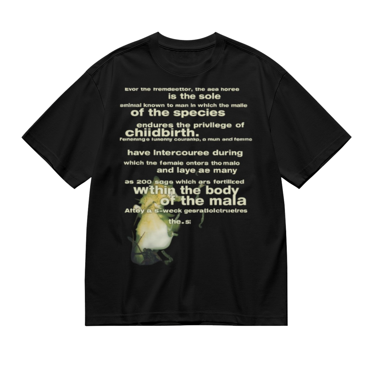 Vintage Seahorse Reproduction Graphic T-Shirt for Men — product design preview of the artwork; the artwork combines a vintage-style seahorse with reproduction-themed text