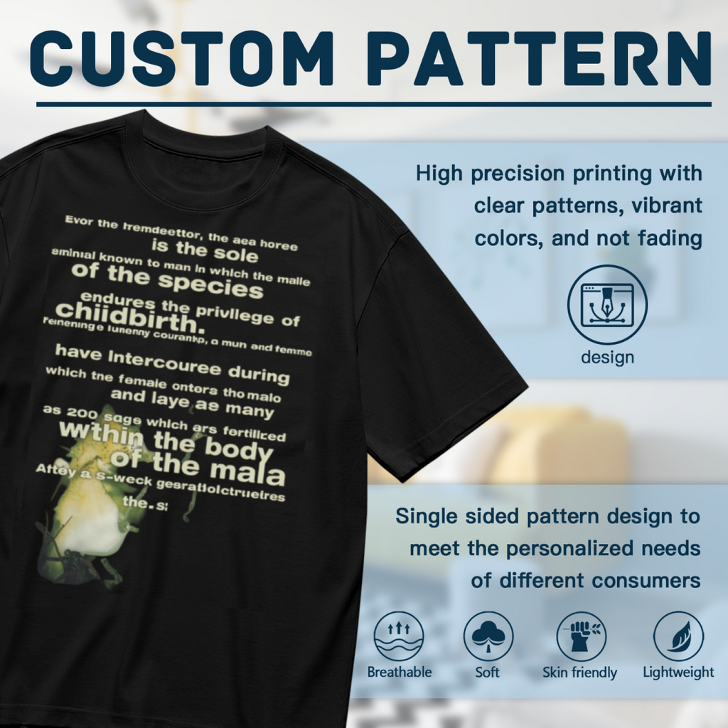 Vintage Seahorse Reproduction Graphic T-Shirt for Men — product design preview of the artwork; the artwork combines a vintage-style seahorse with reproduction-themed text