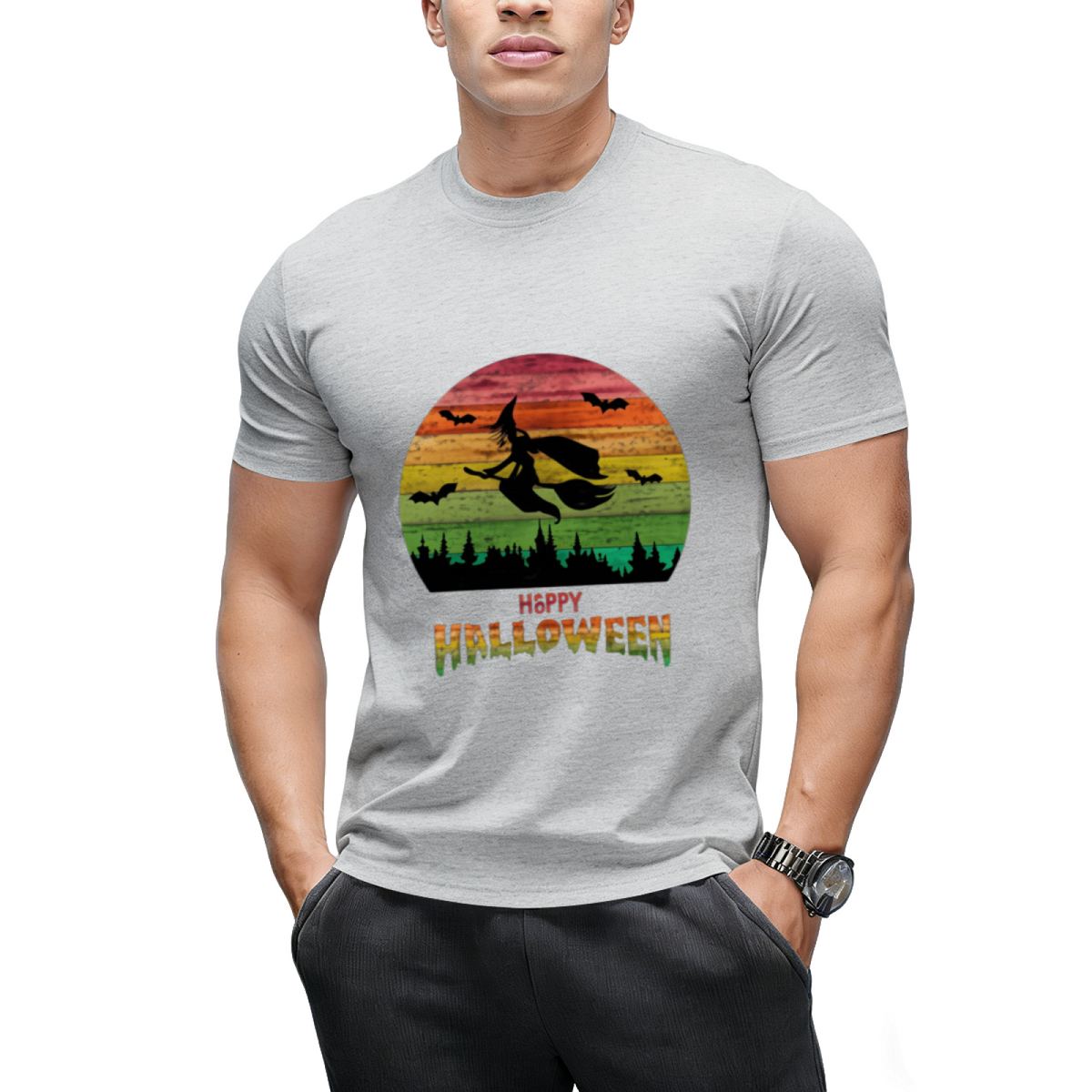 Vintage Halloween Witch Graphic T-Shirt