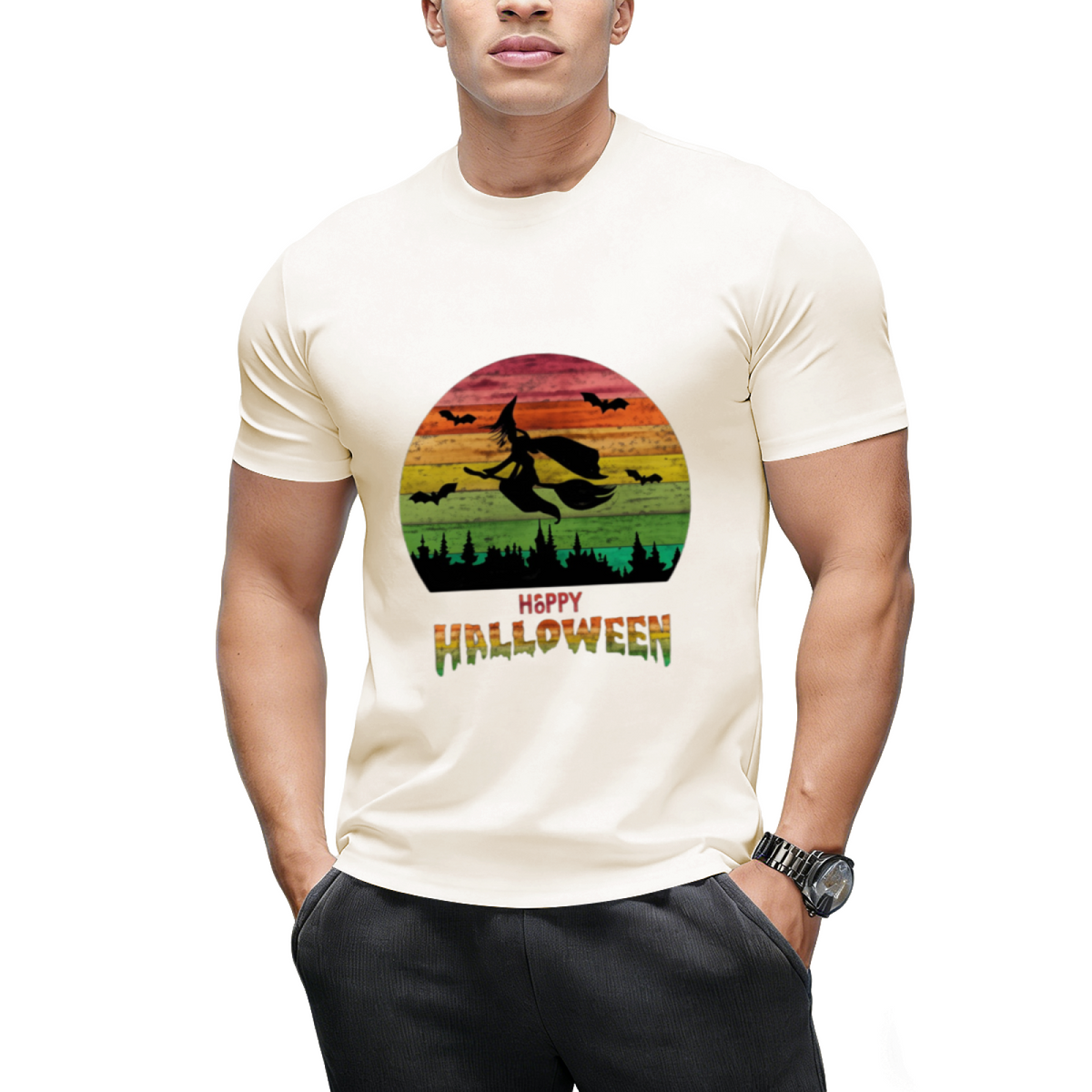 Vintage Halloween Witch Graphic T-Shirt