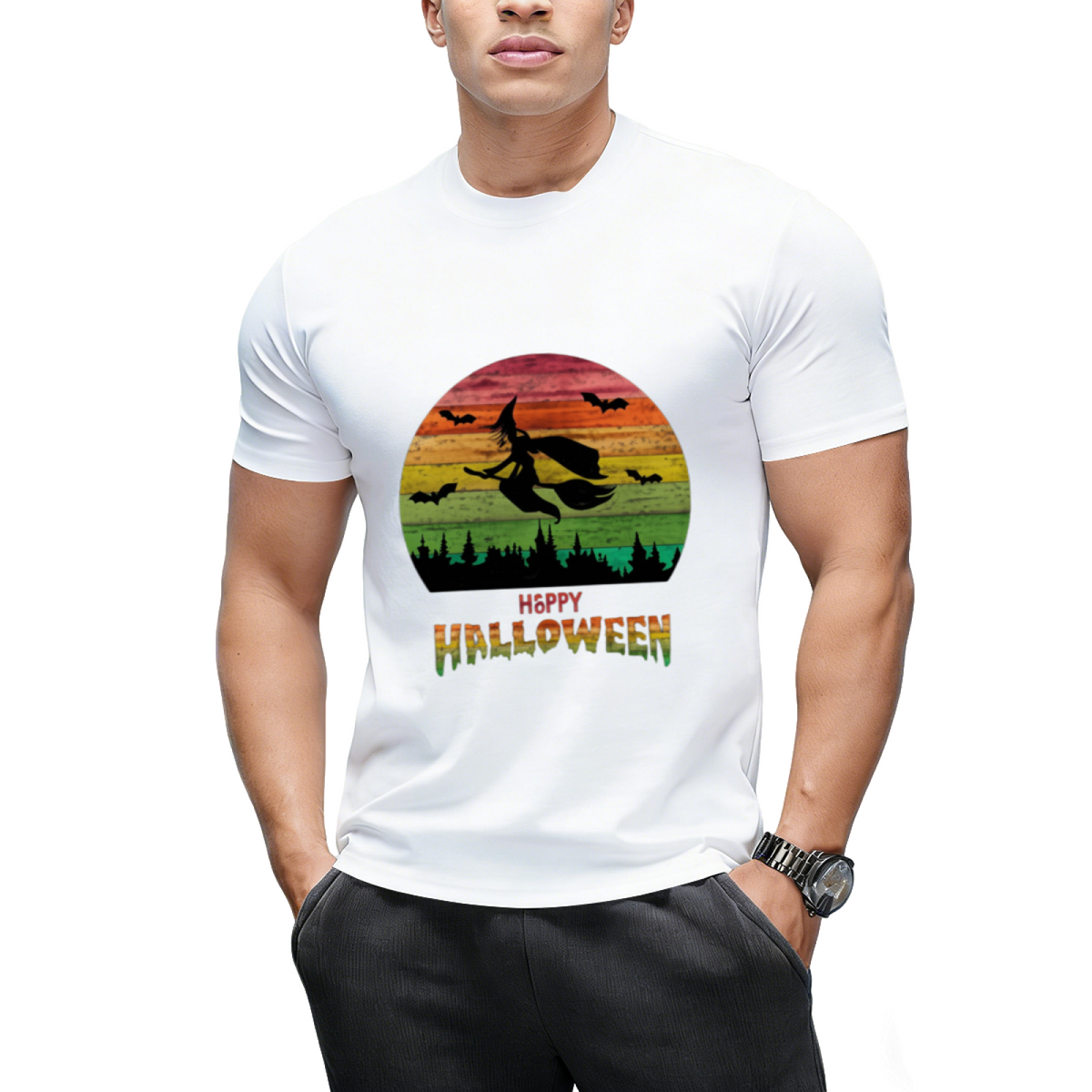 Vintage Halloween Witch Graphic T-Shirt