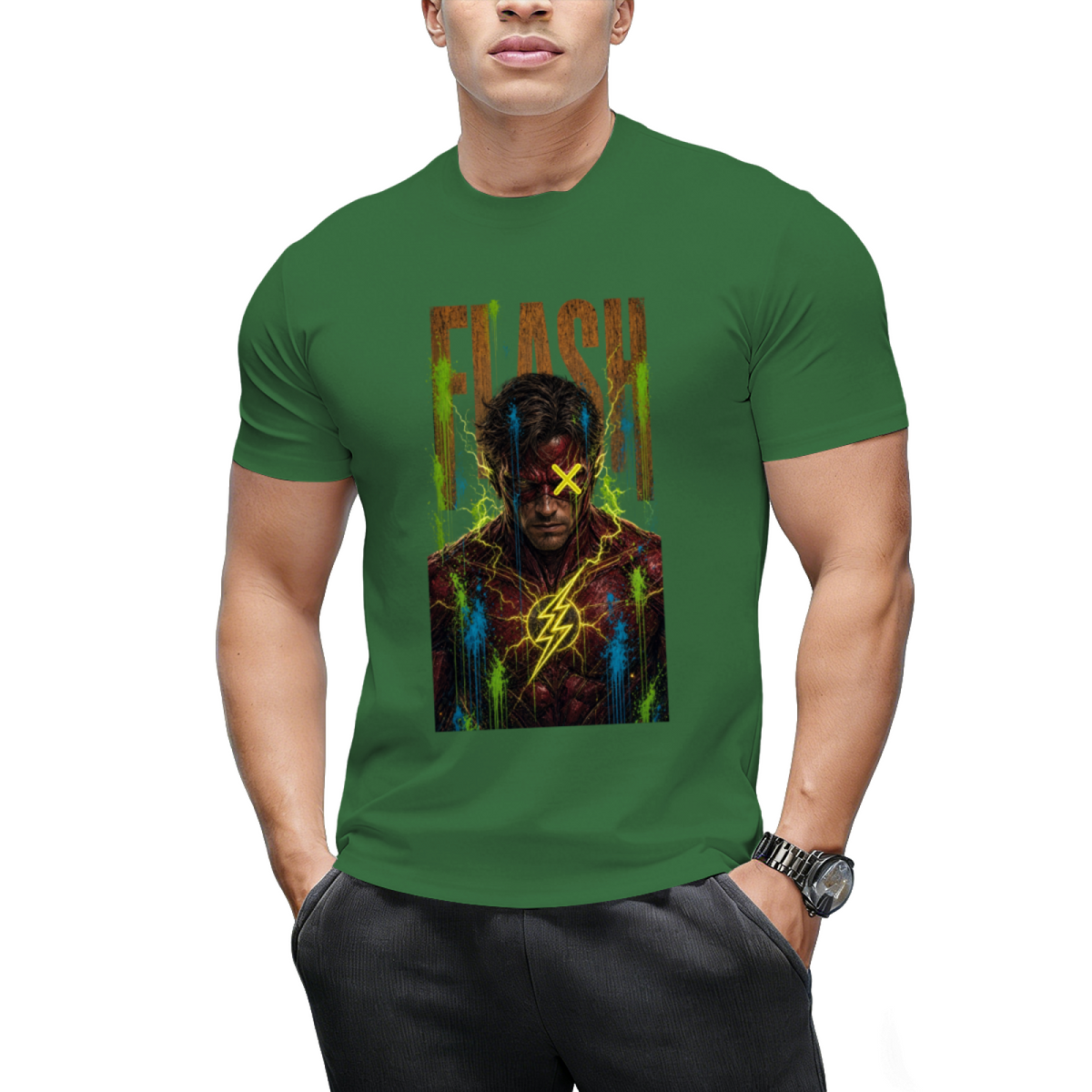 Neon Bolt Graffiti Men's T-Shirt for Music Festivals