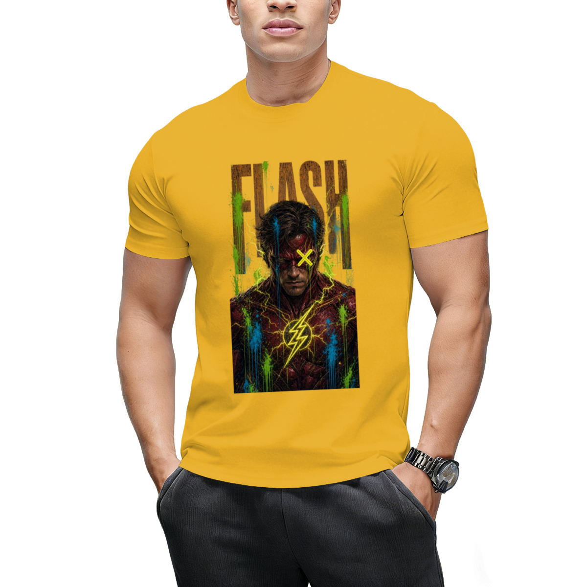 Neon Bolt Graffiti Men's T-Shirt for Music Festivals
