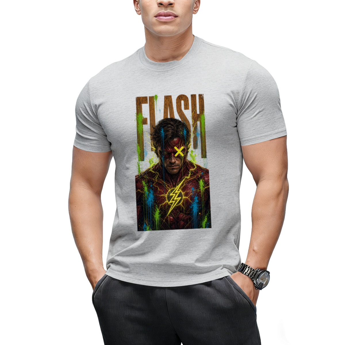 Neon Bolt Graffiti Men's T-Shirt for Music Festivals