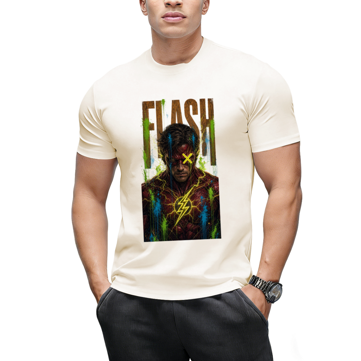 Neon Bolt Graffiti Men's T-Shirt for Music Festivals