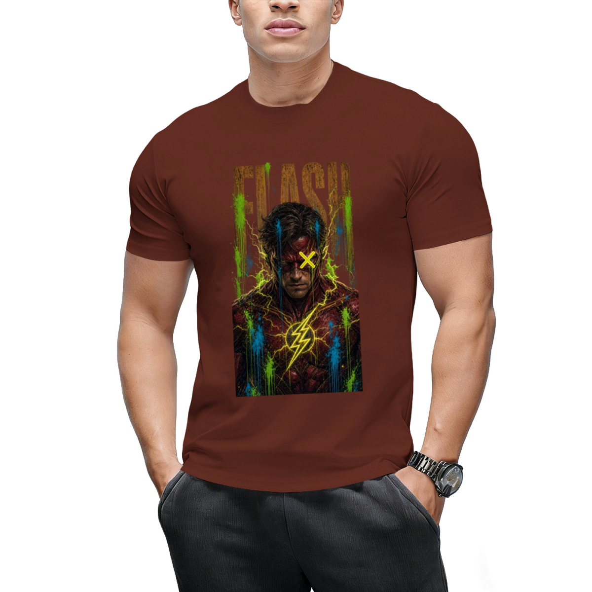 Neon Bolt Graffiti Men's T-Shirt for Music Festivals