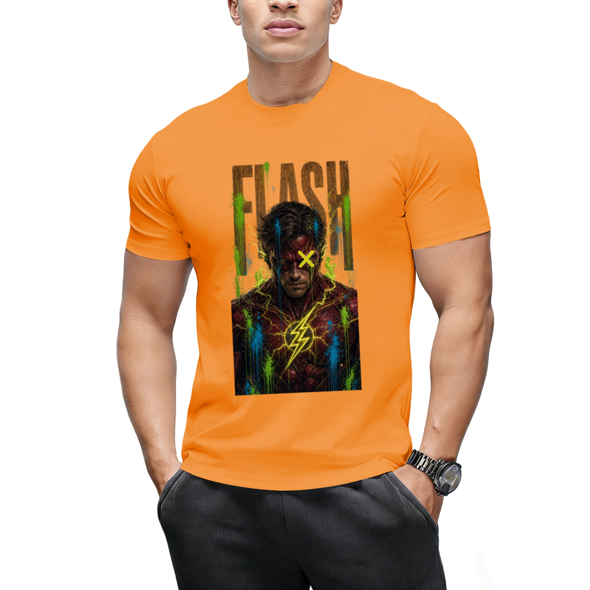 Neon Bolt Graffiti Men's T-Shirt for Music Festivals
