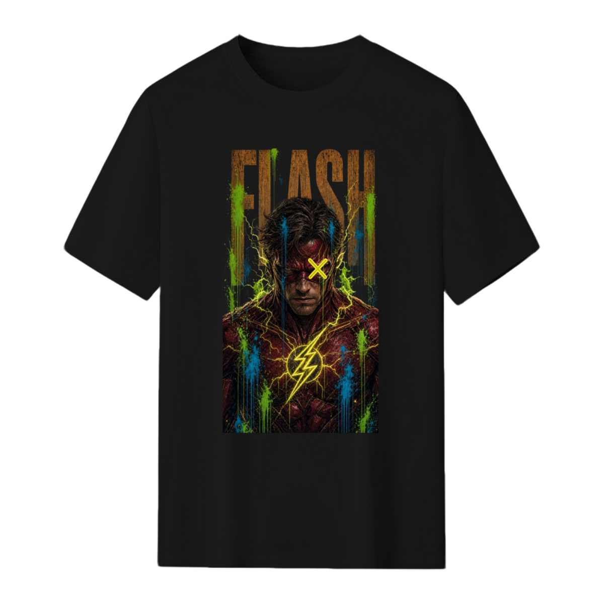 Neon Bolt Graffiti Men's T-Shirt for Music Festivals