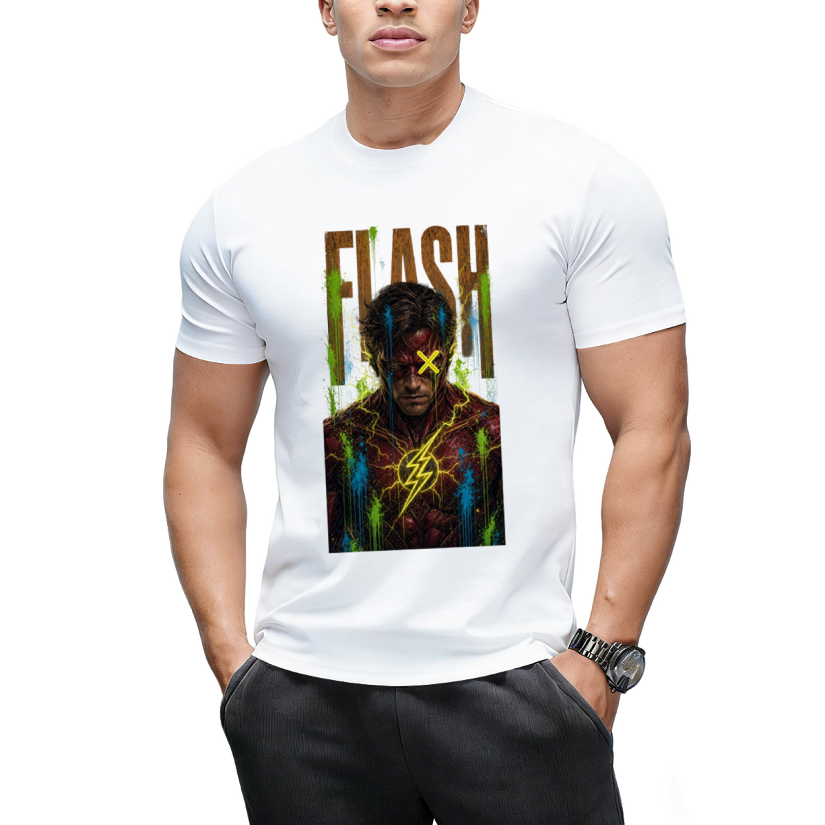 Neon Bolt Graffiti Men's T-Shirt for Music Festivals
