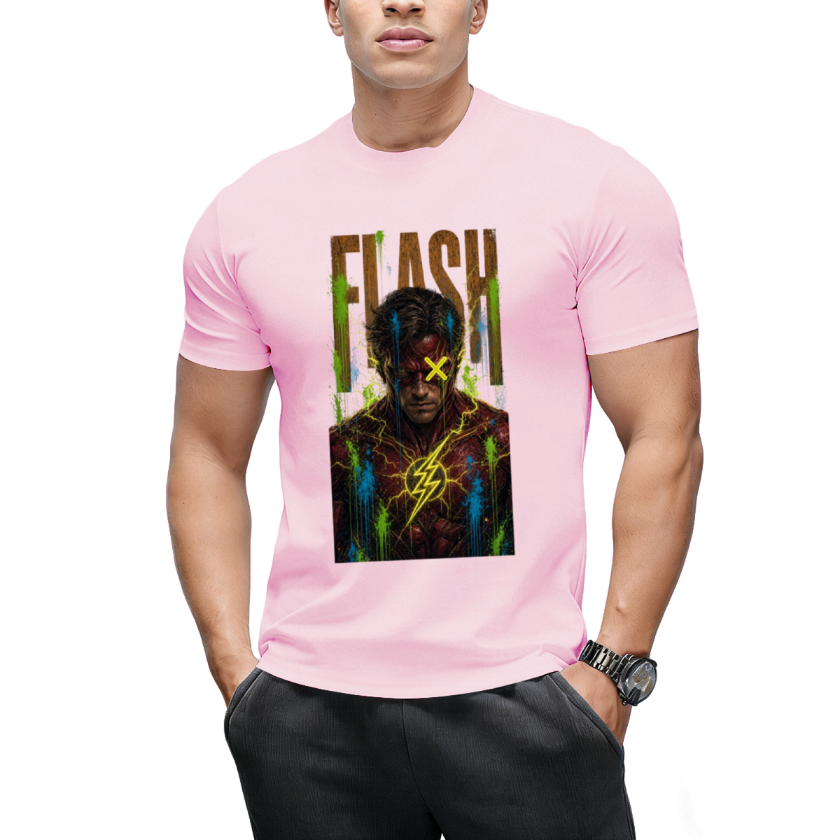 Neon Bolt Graffiti Men's T-Shirt for Music Festivals