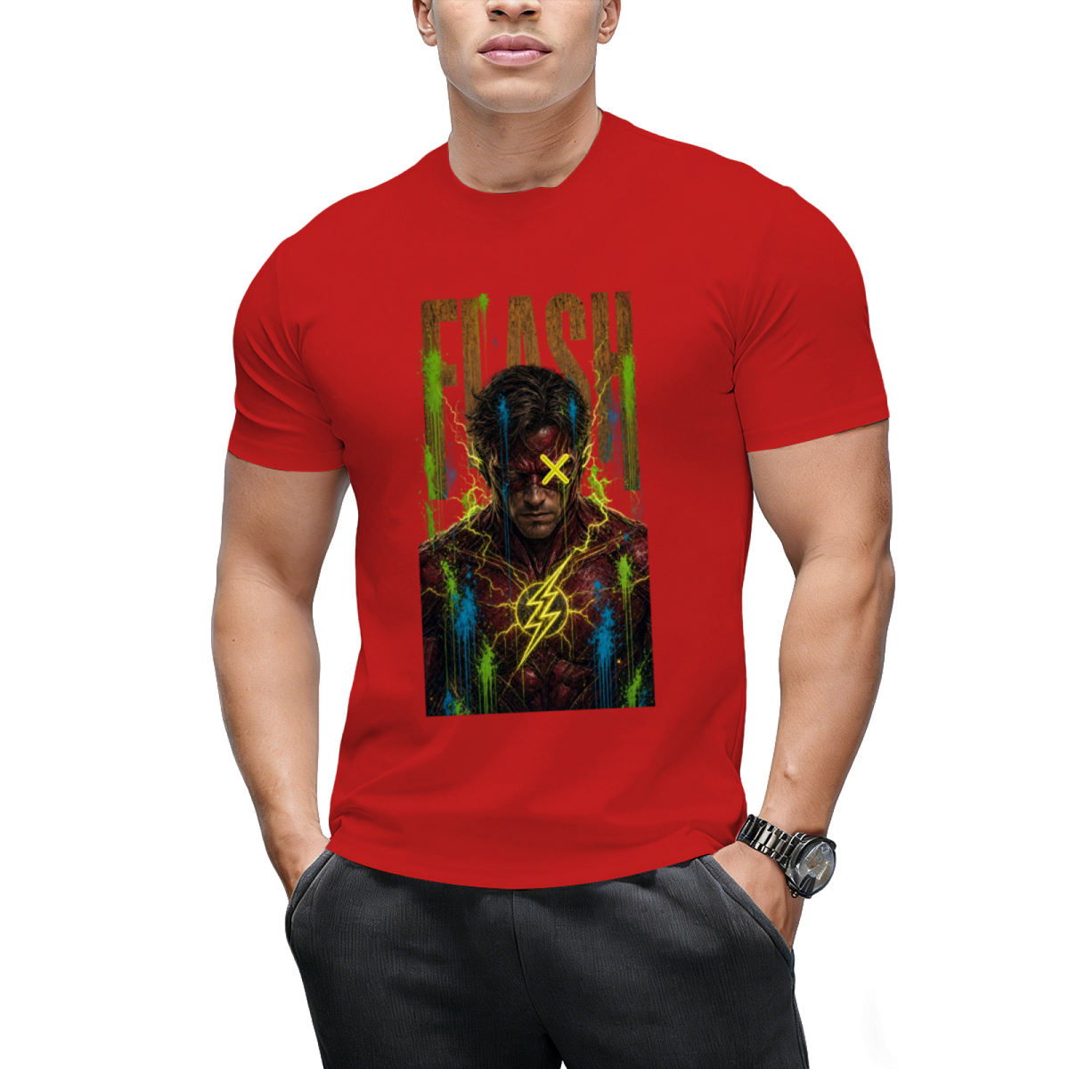 Neon Bolt Graffiti Men's T-Shirt for Music Festivals