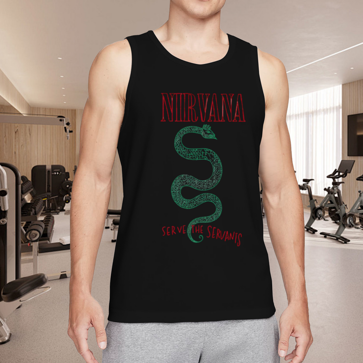 Nirvana Serve the Servants Green Snake Graphic Tank Top product image featuring Serve the Servants green snake