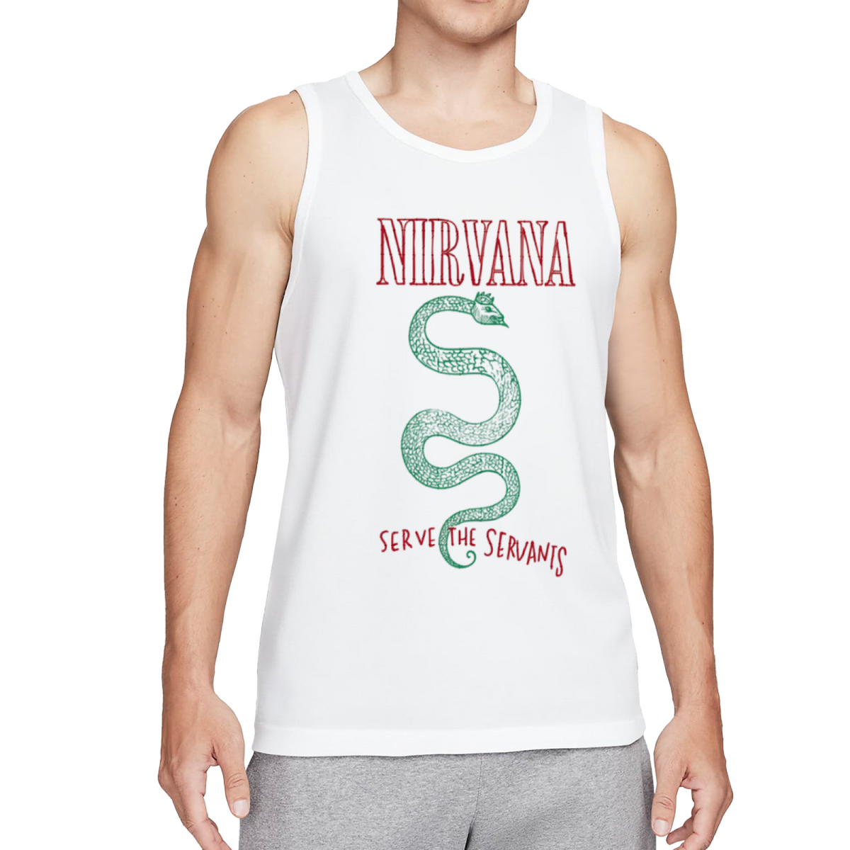 Nirvana Serve the Servants Green Snake Graphic Tank Top