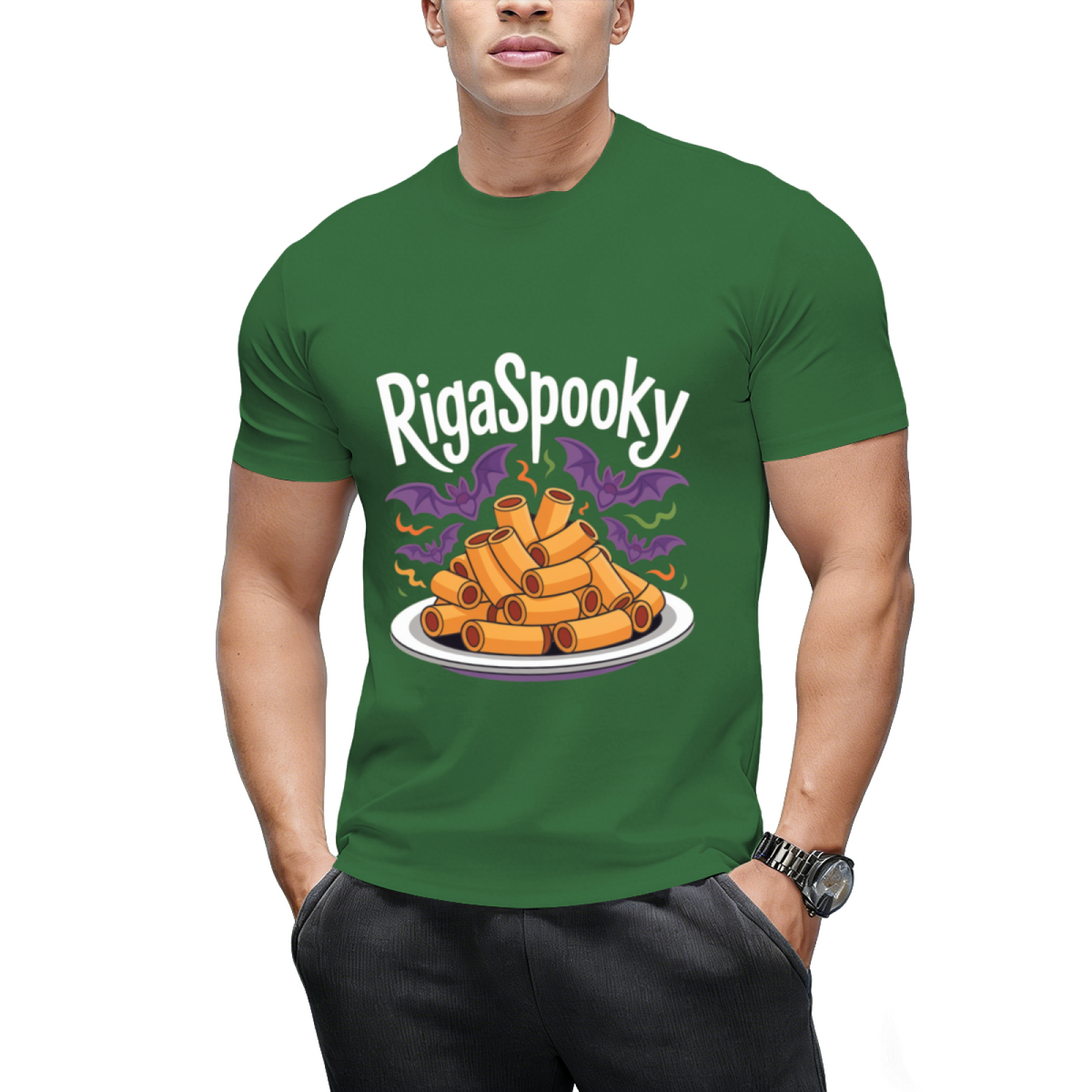 Rigaspooky Halloween Pasta Graphic T-Shirt
