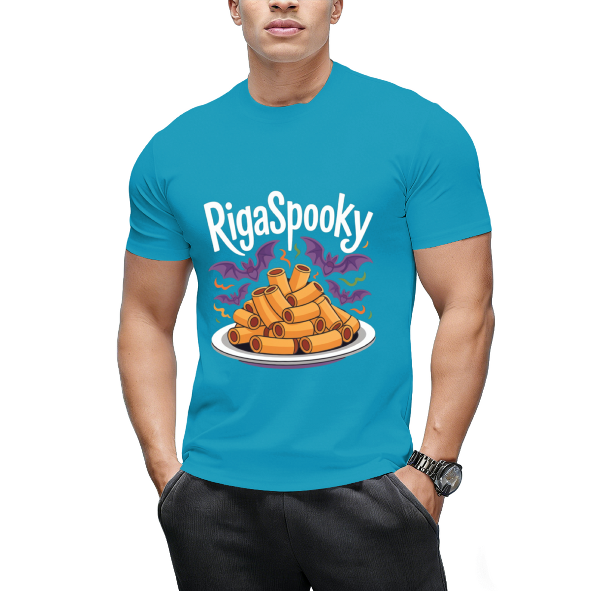 Rigaspooky Halloween Pasta Graphic T-Shirt