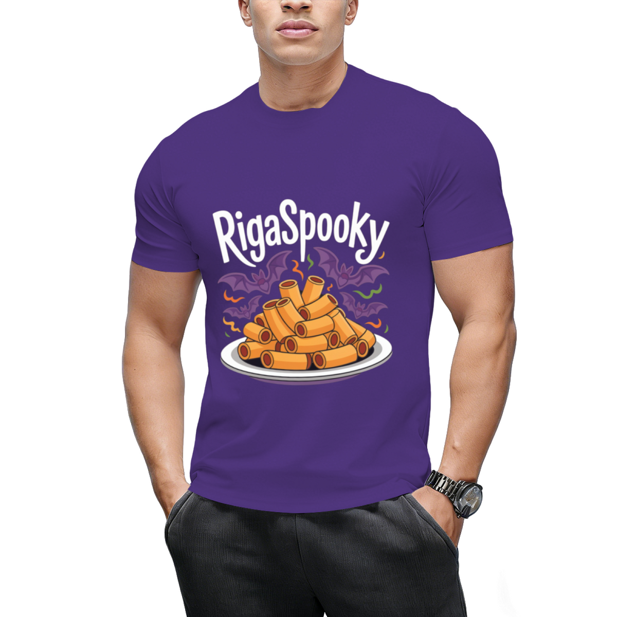 Rigaspooky Halloween Pasta Graphic T-Shirt