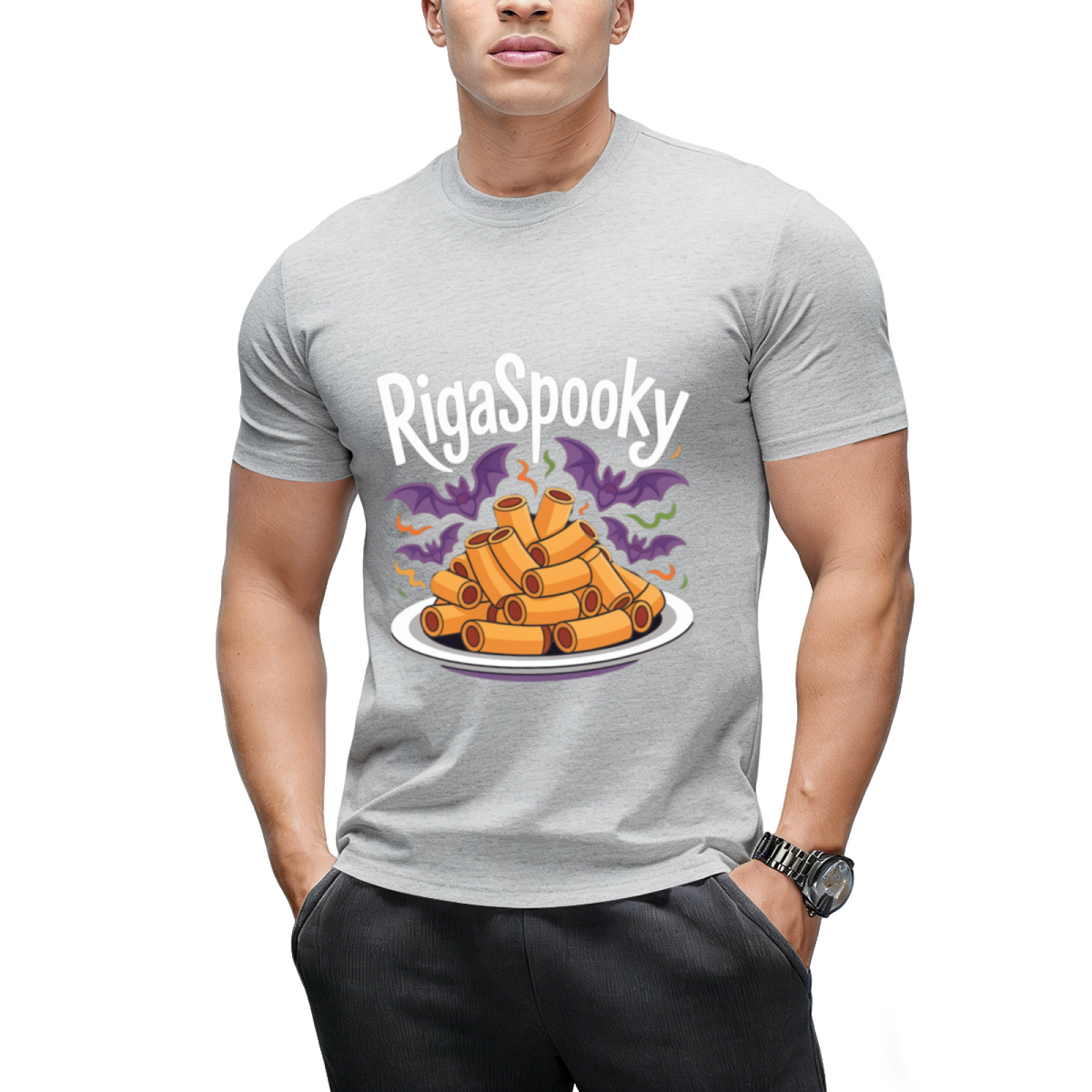 Rigaspooky Halloween Pasta Graphic T-Shirt