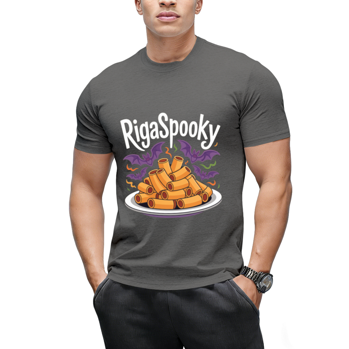 Rigaspooky Halloween Pasta Graphic T-Shirt