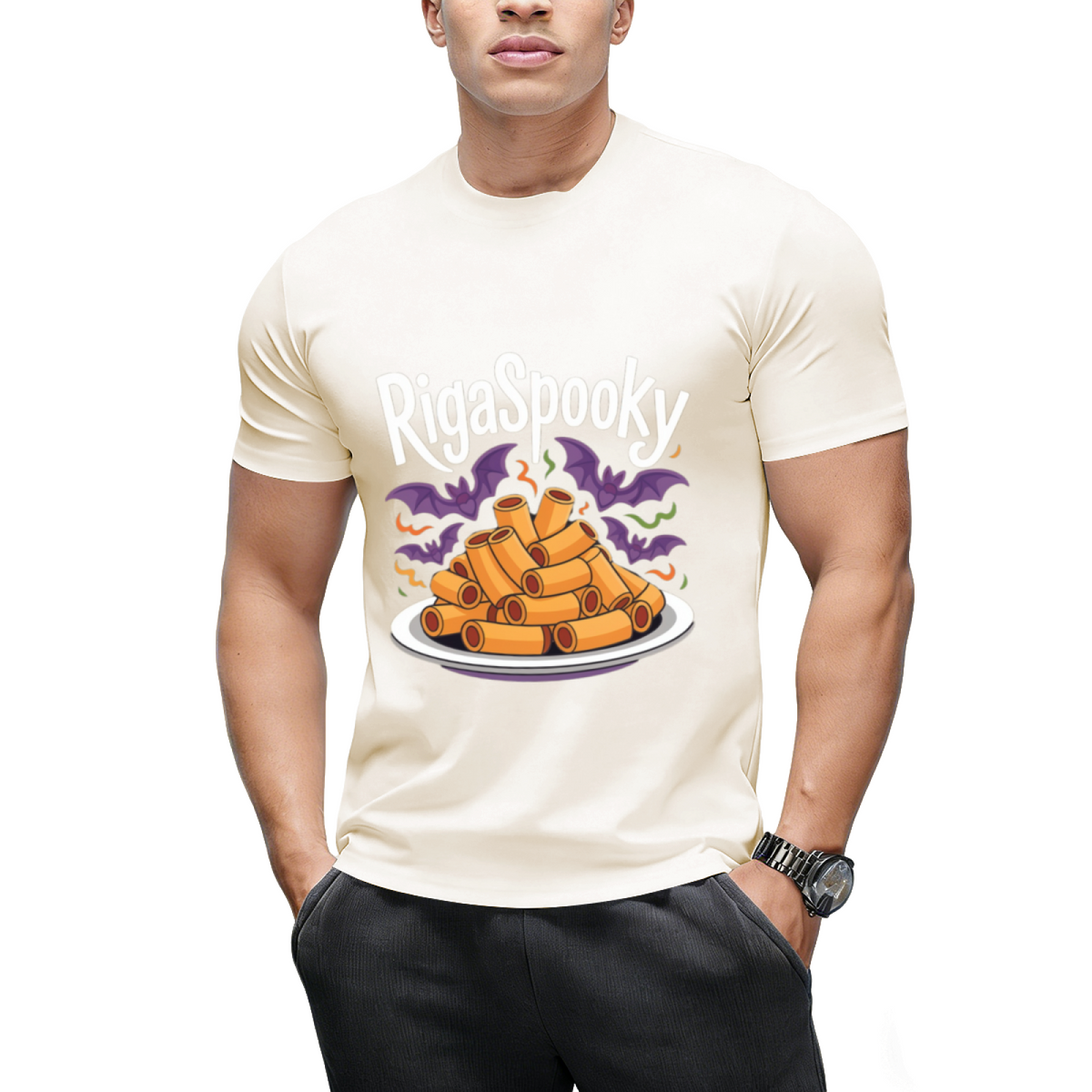 Rigaspooky Halloween Pasta Graphic T-Shirt