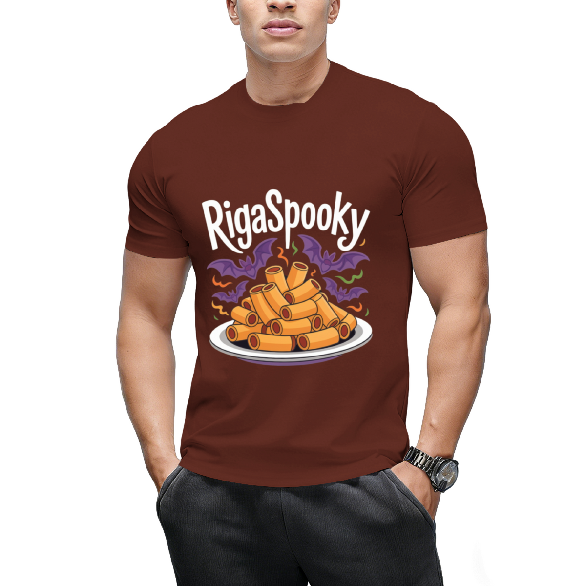 Rigaspooky Halloween Pasta Graphic T-Shirt
