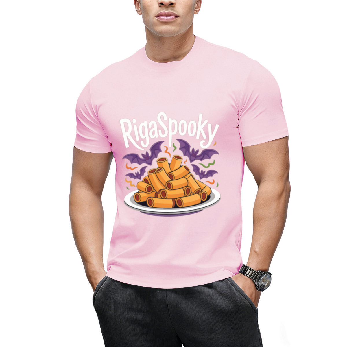 Rigaspooky Halloween Pasta Graphic T-Shirt