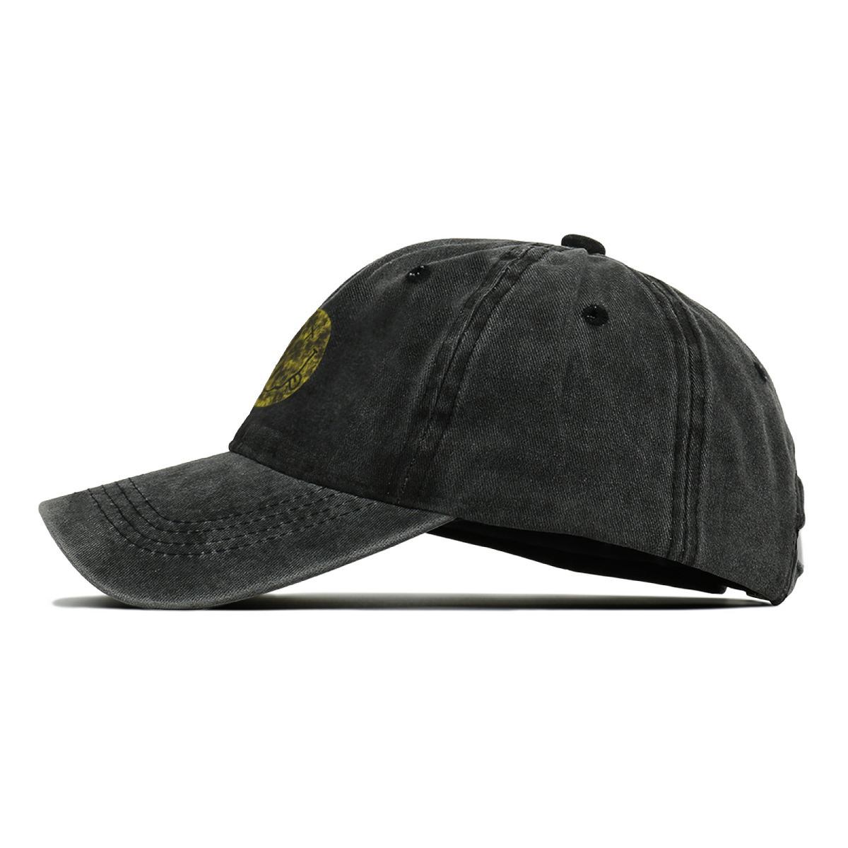 Nirvana I’m So Happy Smiley Washed Baseball Cap; Nirvana I’m So Happy text and smiley motif