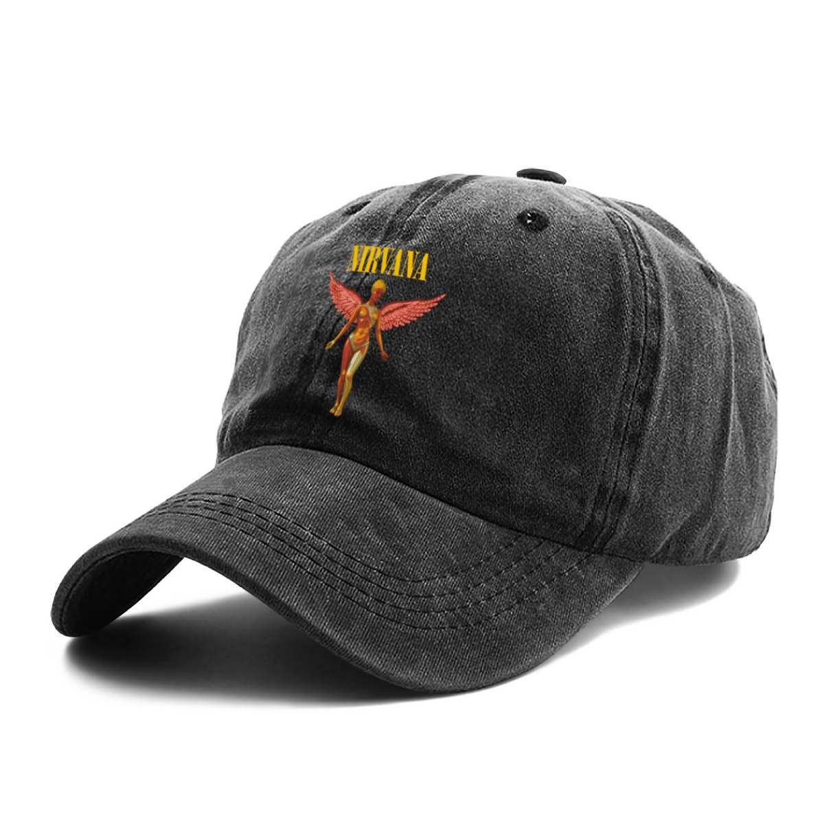 Gray Nirvana In Utero Album Washed Baseball Cap; Nirvana In Utero album graphic