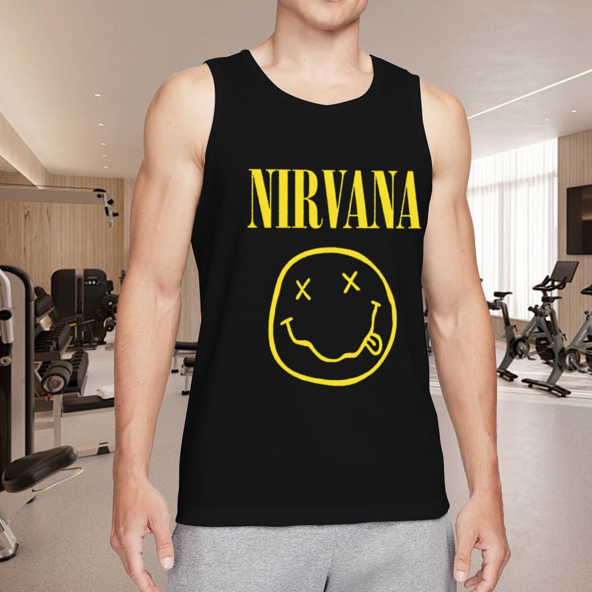 Nirvana Classic Yellow Smiley Face Graphic Tank Top product image featuring yellow Nirvana smiley-face logo