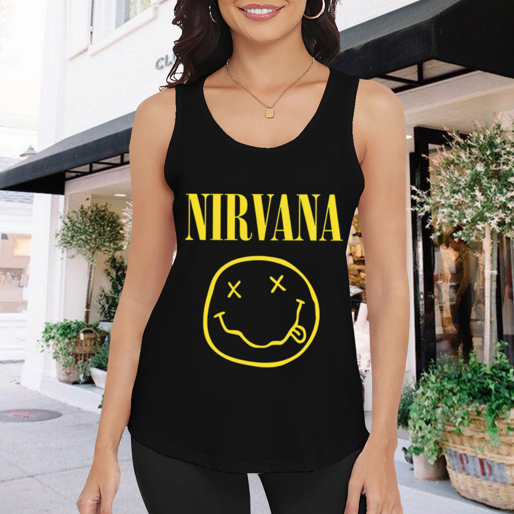 Nirvana Classic Yellow Smiley Face Graphic Tank Top product image featuring yellow Nirvana smiley-face logo