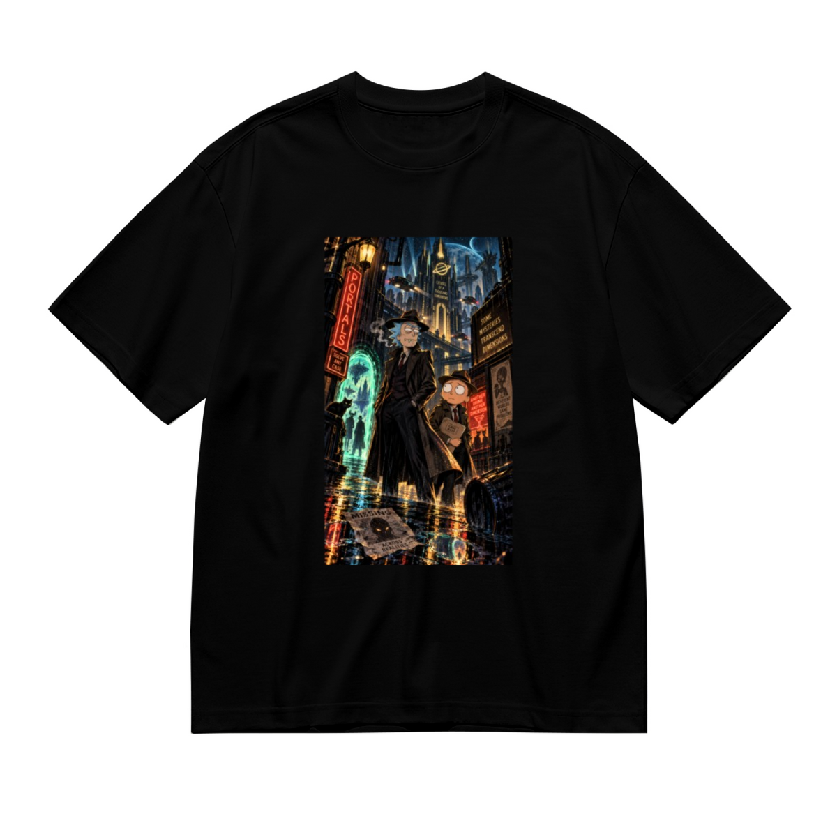 Rainy Neon City Women's T-Shirt for Evening Walks