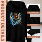 Hood, pouch pocket and sleeve-cuff detail images accompanying the men's Trident among Color Shards hoodie