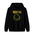Nirvana Yellow Smiley Face Logo Hoodie, product image featuring the an instantly recognizable symbol design
