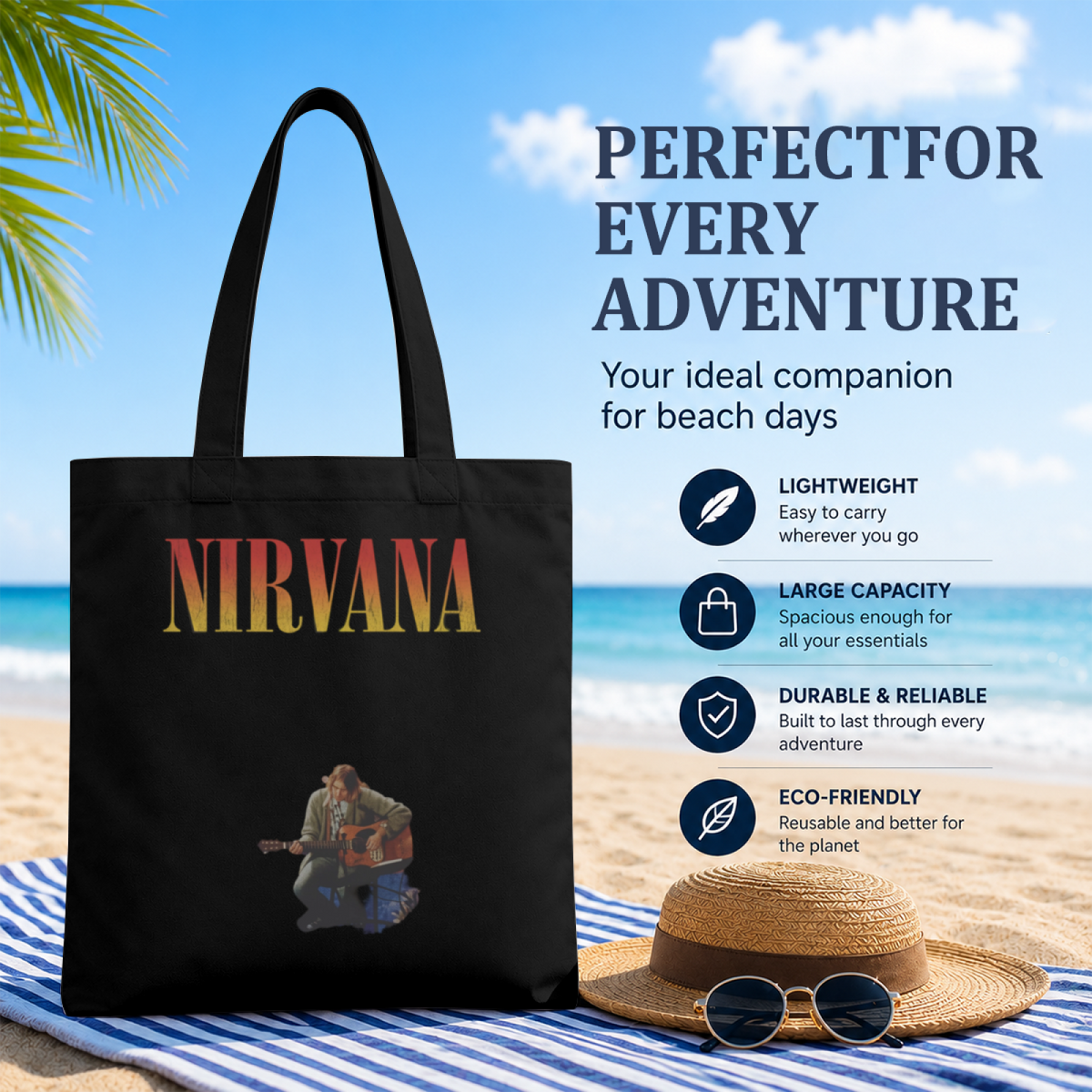 Nirvana Unplugged in New York Canvas Tote — the Unplugged in New York concert theme