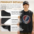 Grateful Dead washed graphic tank top with Dark Blue Tie-dye Featuring A Circular Logo With Red And Blue Sections And A Silver Skull graphic