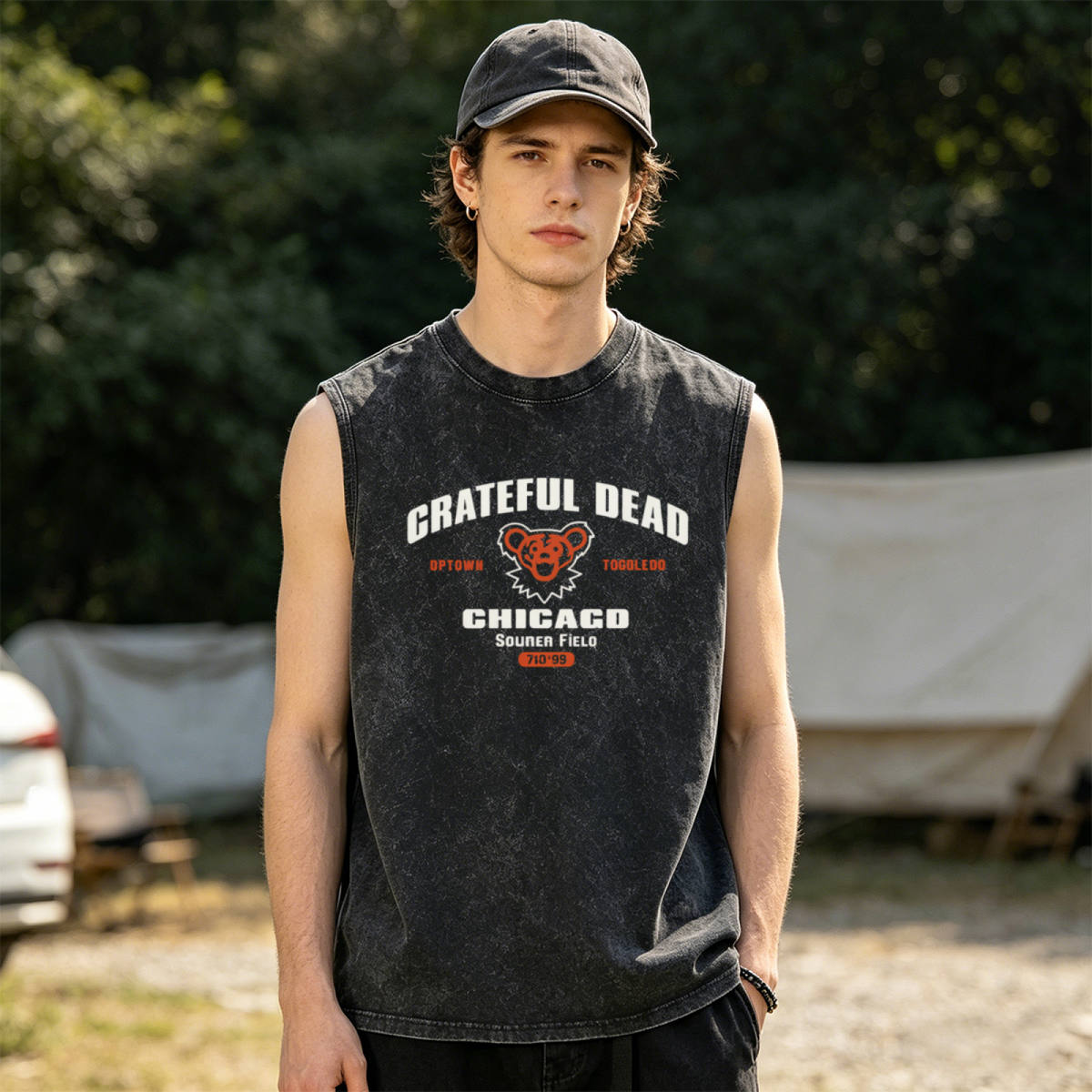 Grateful Dead washed graphic tank top with Soldier Field Chicago 1995 graphic