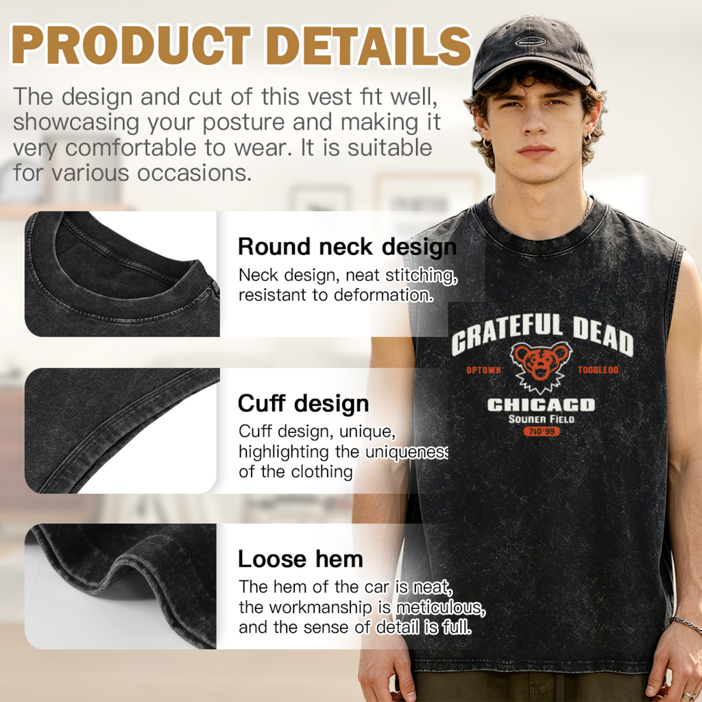 Grateful Dead washed graphic tank top with Soldier Field Chicago 1995 graphic