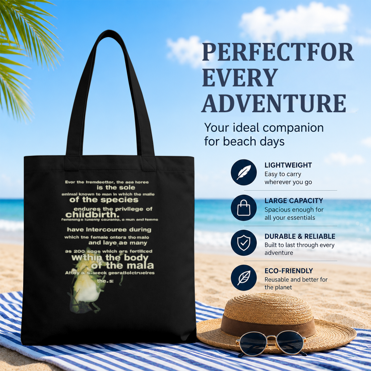 Nirvana Seahorse Graphic Canvas Tote Bag — a seahorse-themed Nirvana design