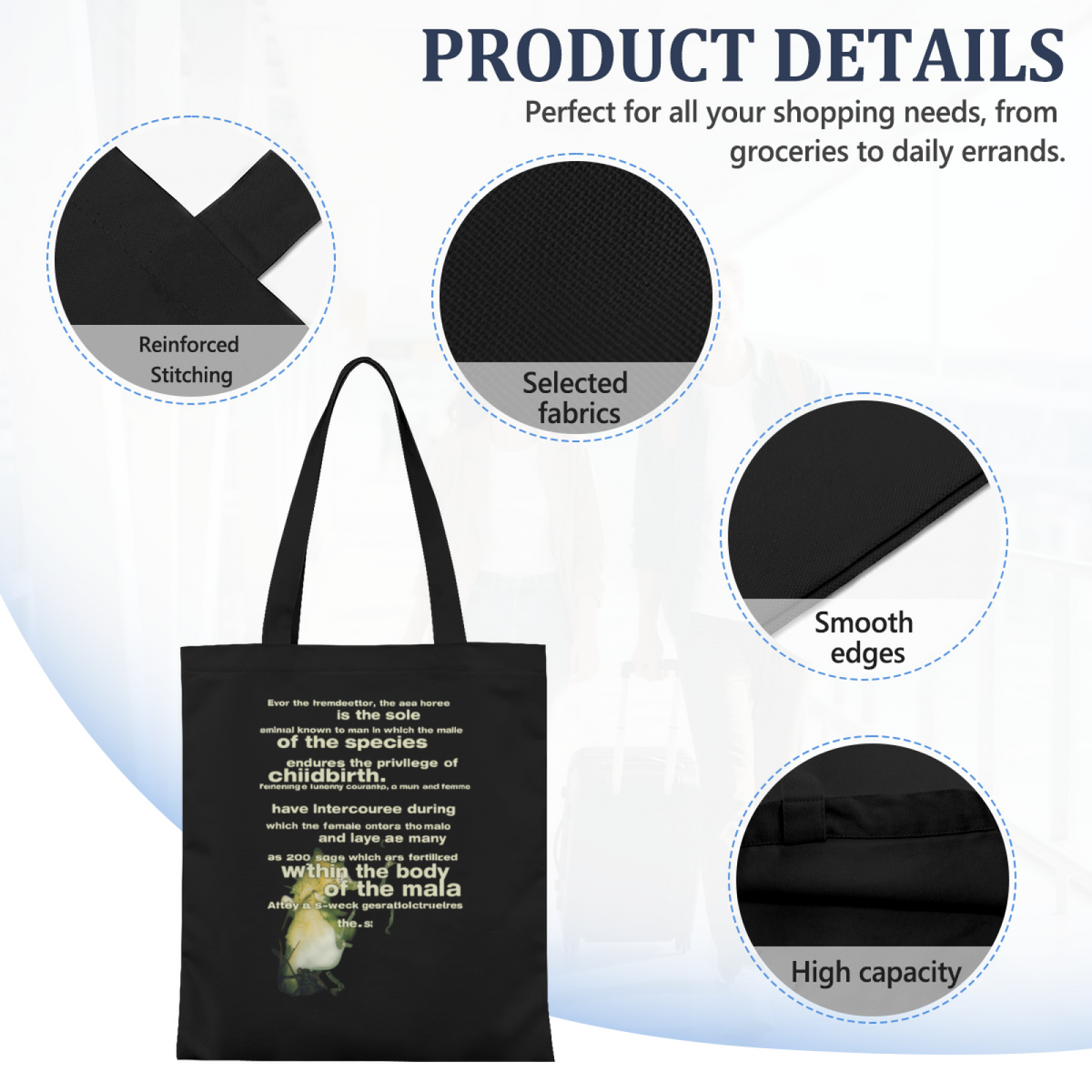 Nirvana Seahorse Graphic Canvas Tote Bag — a seahorse-themed Nirvana design