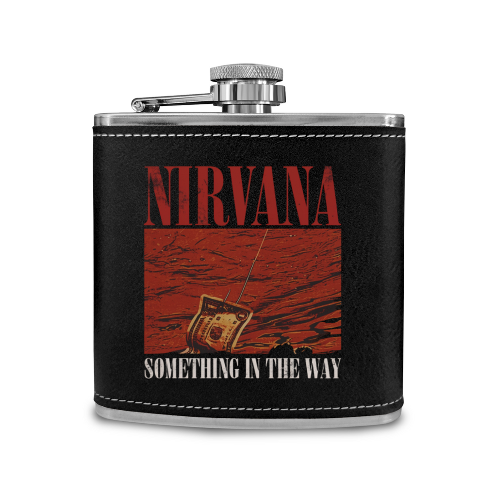 Nirvana Something in the Way 6oz vintage-style stainless steel hip flask product image