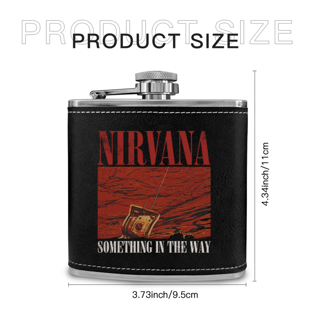Nirvana Something in the Way 6oz vintage-style stainless steel hip flask product image