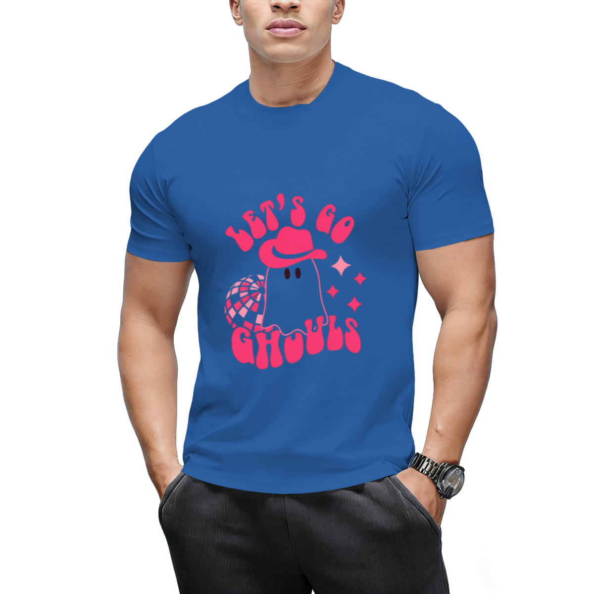 Let's Go Ghouls, Halloween, Disco Ball, Cowboy Hat Graphic T-Shirt