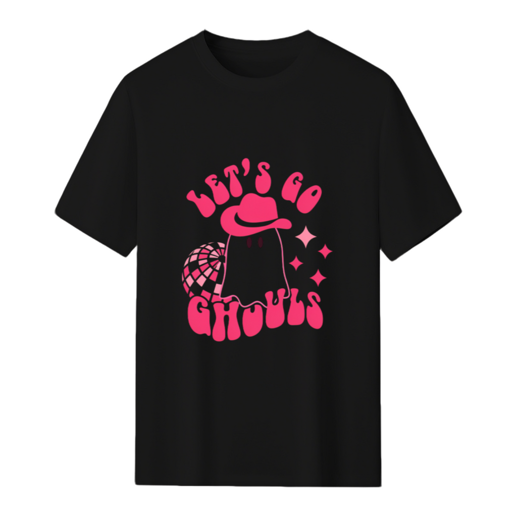 Let's Go Ghouls, Halloween, Disco Ball, Cowboy Hat Graphic T-Shirt