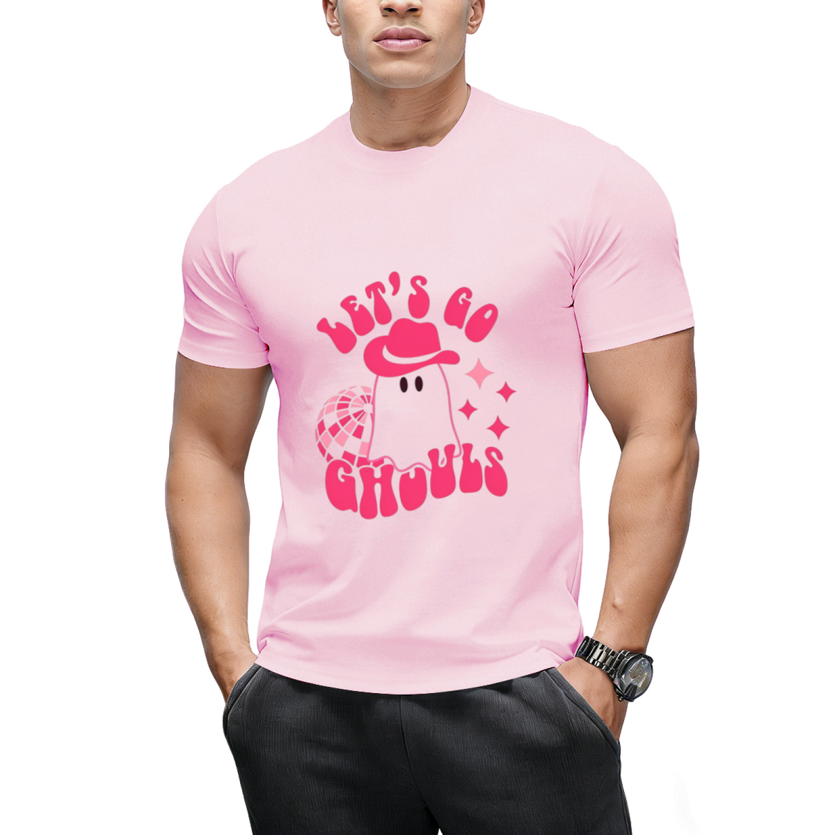 Let's Go Ghouls, Halloween, Disco Ball, Cowboy Hat Graphic T-Shirt