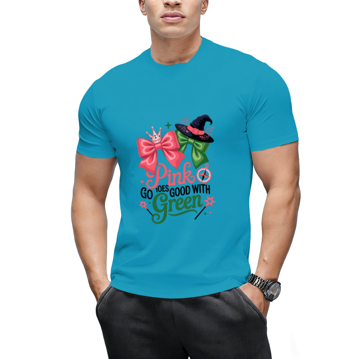 Pink Goes Good with Green Halloween Witch Women's Graphic T-Shirt