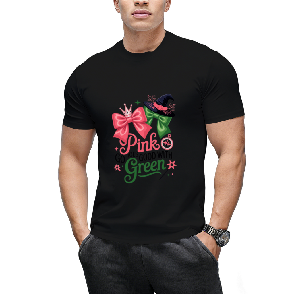 Pink Goes Good with Green Halloween Witch Women's Graphic T-Shirt