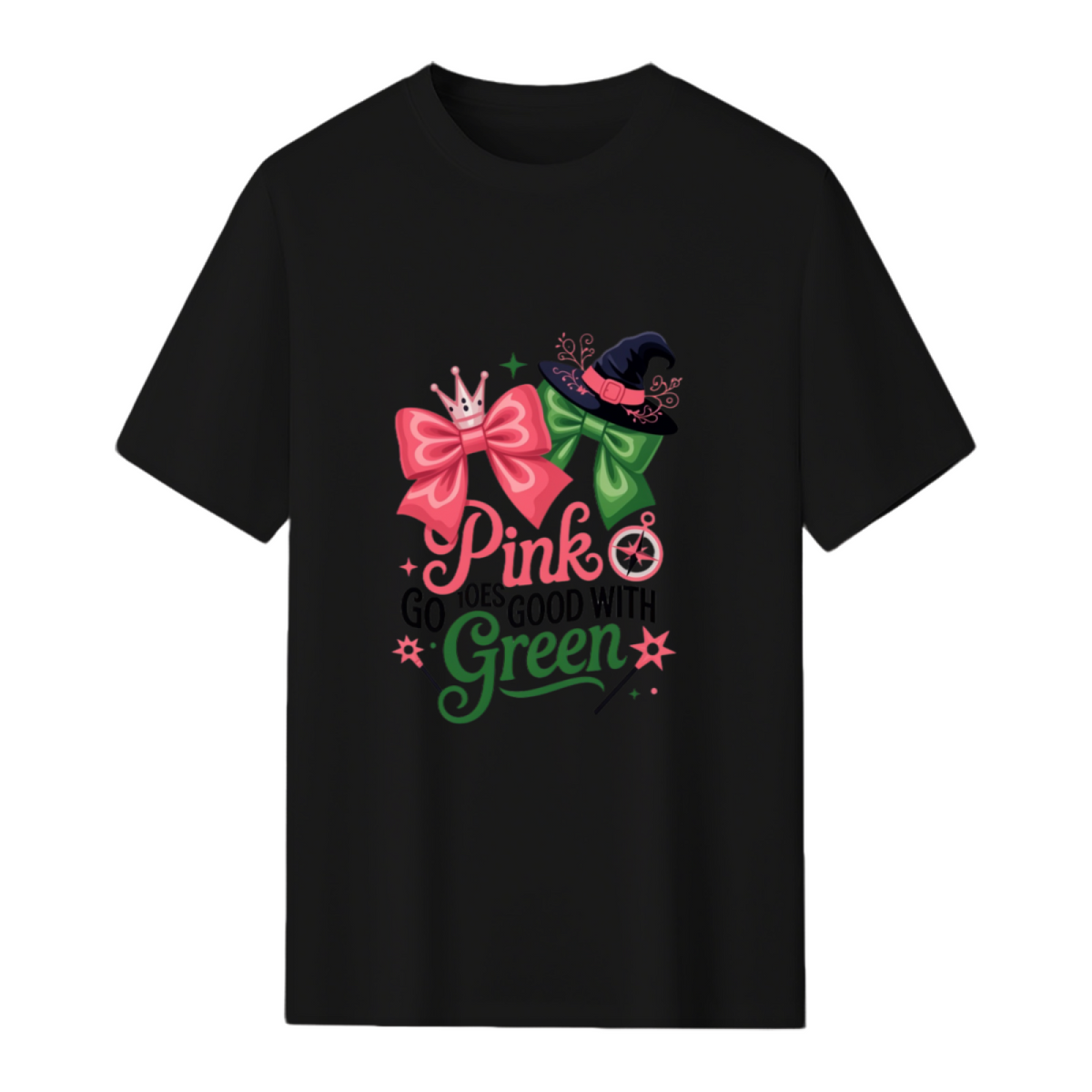 Pink Goes Good with Green Halloween Witch Women's Graphic T-Shirt